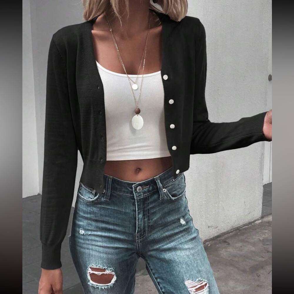 Boho open front cropped cardigan